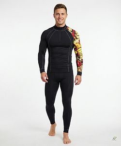 Pánské funkční triko dlouhý rukáv se zipem IRON MAN černá Bamboo Thermo