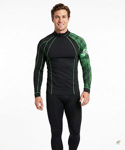 Pánské funkční triko dlouhý rukáv se zipem MATRIX černá Bamboo Thermo