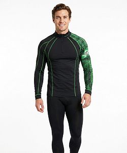 Pánské funkční triko dlouhý rukáv se zipem MATRIX černá Bamboo Thermo