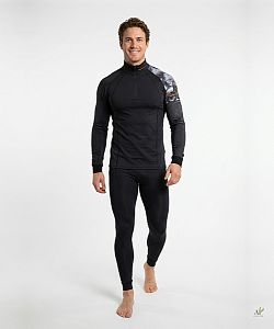 Pánské funkční triko dlouhý rukáv se zipem RIDER MAN černá Bamboo Thermo