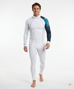 Pánské funkční triko dlouhý rukáv se zipem SHARK bílá Bamboo Thermo