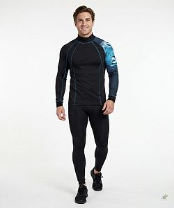 Pánské funkční triko dlouhý rukáv se zipem SHARK černá Bamboo Thermo