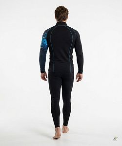 Pánské funkční triko dlouhý rukáv se zipem SHARK černá Bamboo Thermo