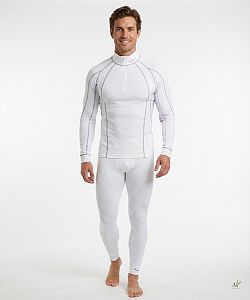 Pánské funkční triko dlouhý rukáv se zipem WHITE GRAY Bamboo Thermo