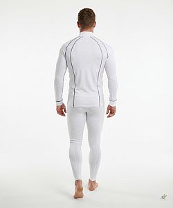 Pánské funkční triko dlouhý rukáv se zipem WHITE GRAY Bamboo Thermo