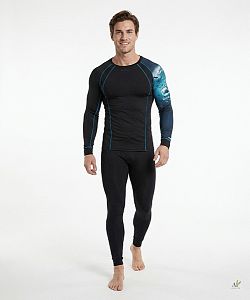 Pánské funkční triko dlouhý rukáv SHARK černá Bamboo Thermo