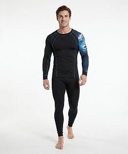 Pánské funkční triko dlouhý rukáv SHARK černá Bamboo Thermo