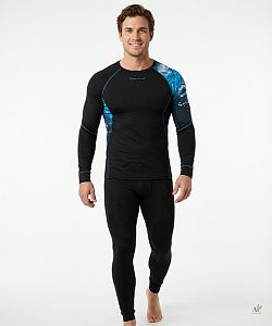 Pánské funkční triko dlouhý rukáv SHARK černá Bamboo Ultra