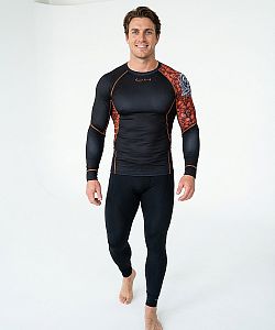 Pánské funkční triko dlouhý rukáv SKULL černá Bamboo Ultra