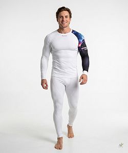 Pánské funkční triko dlouhý rukáv SPACE MAN bílá Bamboo Thermo
