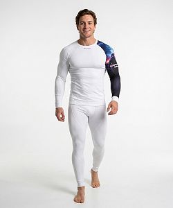 Pánské funkční triko dlouhý rukáv SPACE MAN bílá Bamboo Thermo