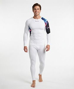 Pánské funkční triko dlouhý rukáv SPACE MAN bílá Bamboo Ultra
