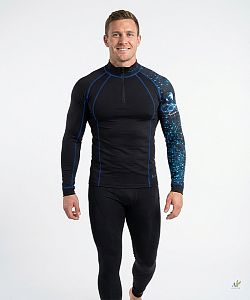 Pánské funkční triko dlouhý rukáv-stoják ECO zip ARCHITECT černá BambooHeavy