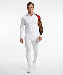 Pánské funkční triko dlouhý rukáv-stoják ECO zip BIKES bílá BambooHeavy