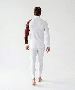 Pánské funkční triko dlouhý rukáv-stoják ECO zip BIKES bílá BambooHeavy