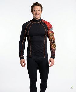 Pánské funkční triko dlouhý rukáv-stoják ECO zip BIKES černá BambooHeavy