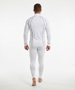Pánské funkční triko dlouhý rukáv - stoják ECO zip bílá/šedá Bamboo Thermo