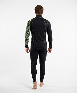 Pánské funkční triko dlouhý rukáv-stoják ECO zip CAMO černá BambooHeavy