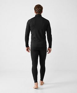 Pánské funkční triko dlouhý rukáv-stoják ECO zip černá BambooHeavy
