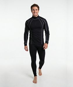 Pánské funkční triko dlouhý rukáv-stoják ECO zip černá/šedá BambooHeavy