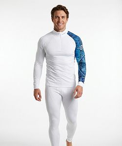 Pánské funkční triko dlouhý rukáv - stoják ECO zip D.N.A. bílá Bamboo Thermo