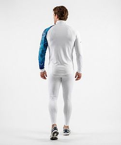 Pánské funkční triko dlouhý rukáv - stoják ECO zip D.N.A. bílá Bamboo Thermo