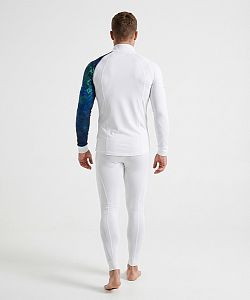 Pánské funkční triko dlouhý rukáv - stoják ECO zip MECHANIC bílá Bamboo Thermo