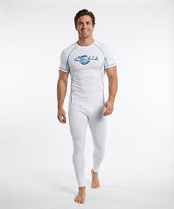 Pánské funkční triko krátký rukáv bílá/modrá Bamboo Ultra