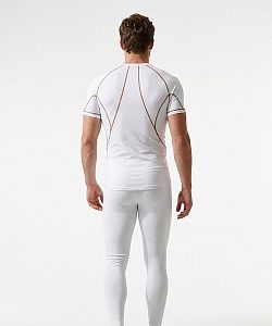 Pánské funkční triko krátký rukáv bílá/rezavá Bamboo Ultra