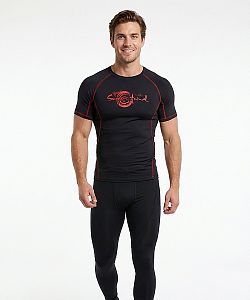 Pánské funkční triko krátký rukáv černá/červená Bamboo Ultra