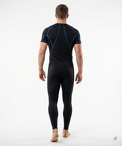 Pánské funkční triko krátký rukáv černá/modrá Bamboo Ultra
