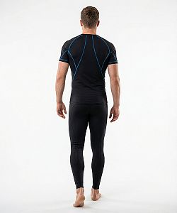 Pánské funkční triko krátký rukáv černá/modrá Bamboo Ultra