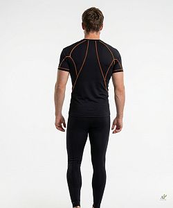 Pánské funkční triko krátký rukáv černá/rezavá Bamboo Ultra