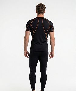 Pánské funkční triko krátký rukáv černá/rezavá Bamboo Ultra