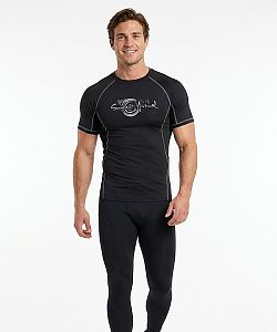 Pánské funkční triko krátký rukáv černá/šedá Bamboo Ultra