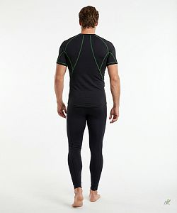 Pánské funkční triko krátký rukáv černá/zelená Bamboo Ultra