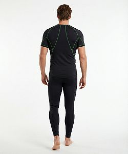 Pánské funkční triko krátký rukáv černá/zelená Bamboo Ultra