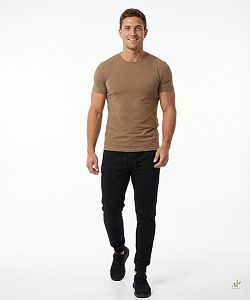 Pánské funkční triko SLIM krátký rukáv cappuccino Bamboo Ultra CLASSIC, S