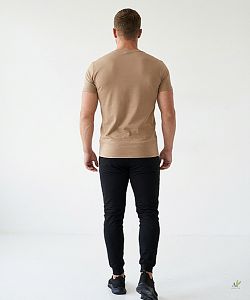 Pánské funkční triko SLIM krátký rukáv cappuccino Bamboo Ultra CLASSIC, S
