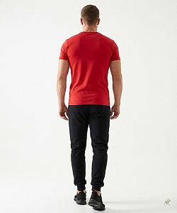 Pánské funkční triko SLIM "V" krátký rukáv červená Bamboo Ultra CLASSIC