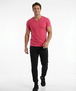 Pánské funkční triko SLIM "V" krátký rukáv růžová Bamboo Ultra CLASSIC