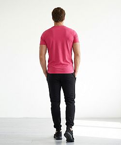 Pánské funkční triko SLIM "V" krátký rukáv růžová Bamboo Ultra CLASSIC