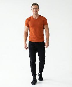 Pánské funkční triko SLIM "V" krátký rukáv TERAKOTA Bamboo Ultra CLASSIC