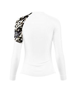 VÝPRODEJ - Dámské funkční triko dlouhý rukáv FLOWERS bílá Bamboo Ultra, L, XL