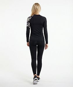 VÝPRODEJ - Dámské funkční triko dlouhý rukáv FLOWERS černá Bamboo Ultra, L, 3XL