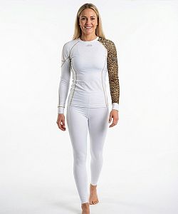 VÝPRODEJ - Dámské funkční triko dlouhý rukáv LEO bílá/hnědá Bamboo Heavy, XS