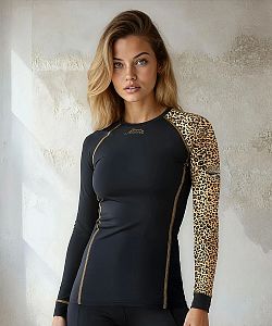 VÝPRODEJ - Dámské funkční triko dlouhý rukáv LEO černá/hnědá Bamboo Heavy, XS, XXL