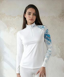 VÝPRODEJ - Dámské funkční triko dlouhý rukáv se zipem HEART bílá Bamboo Thermo, S, M, L, XXL