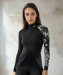 VÝPRODEJ - Dámské funkční triko dlouhý rukáv se zipem LADY ELEGANT černá Bamboo Thermo, L