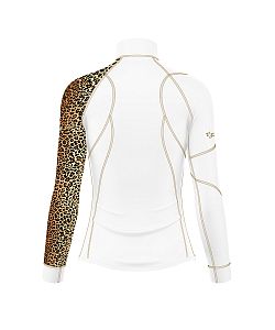 VÝPRODEJ - Dámské funkční triko dlouhý rukáv se zipem LEO bílá/hnědá Bamboo Heavy, S, M